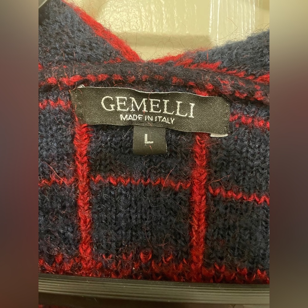 Gemelli Red & Black Plaid Cardigan Coat. Made in Italy. So Soft & Warm! Size L - Picture 3 of 13
